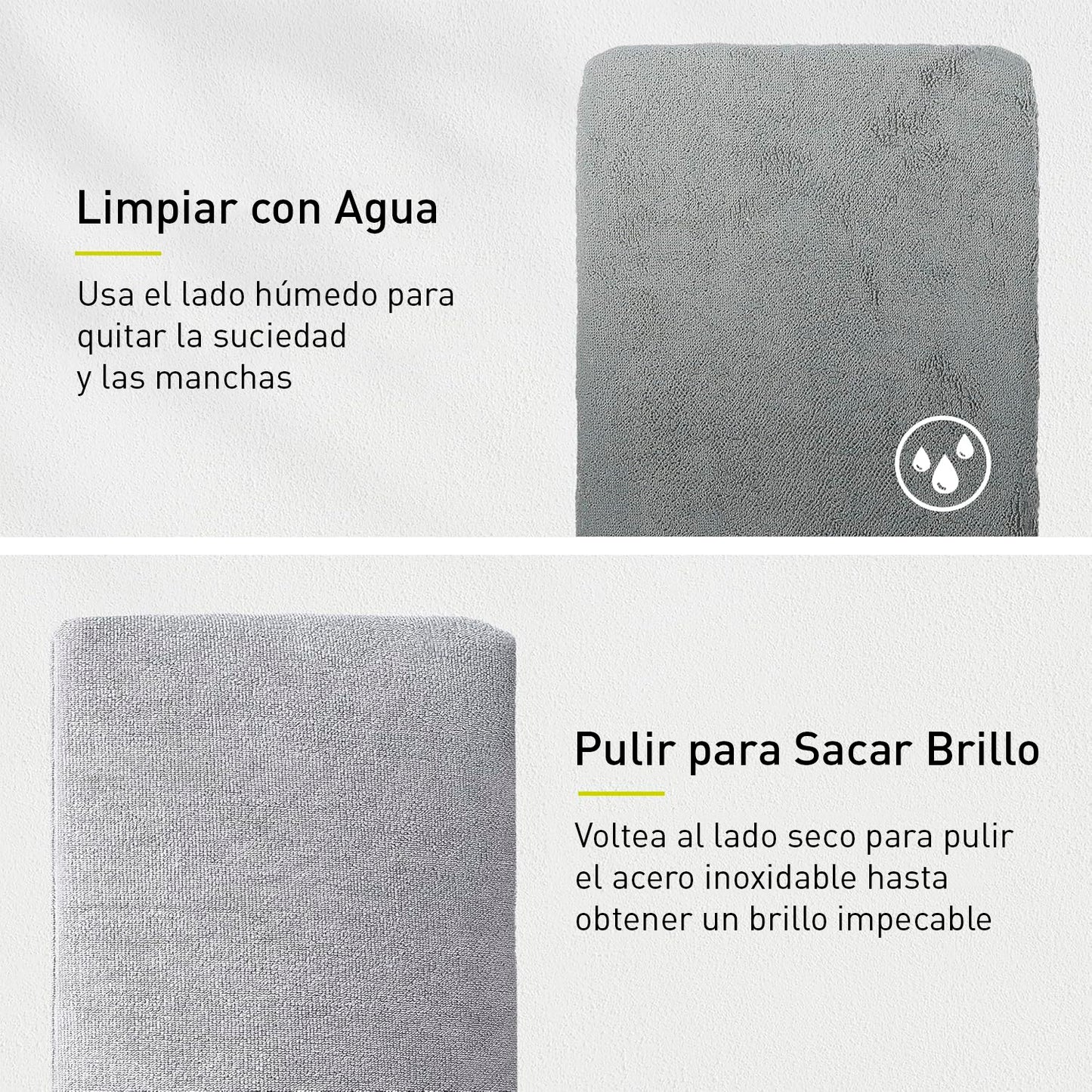 EKO Manopla de Limpieza de Microfibra para Acero Inoxidable, paño de Pulido Reutilizable sin Pelusa y Guante de Limpieza, Lavable a máquina, paño sin Rayas para electrodomésticos de Cocina, Papelera