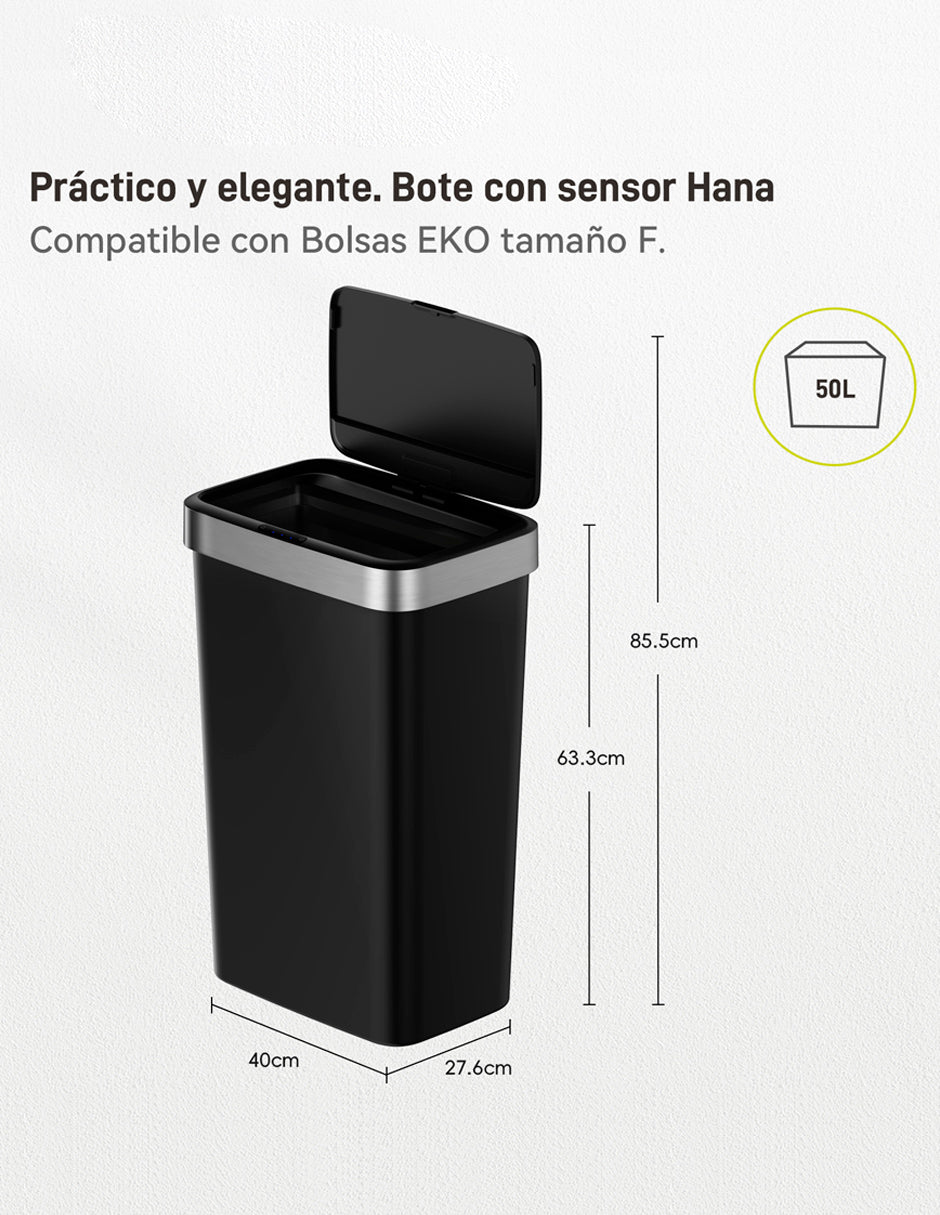 EKO - Hana - Cubo Sensor 50 L Negro