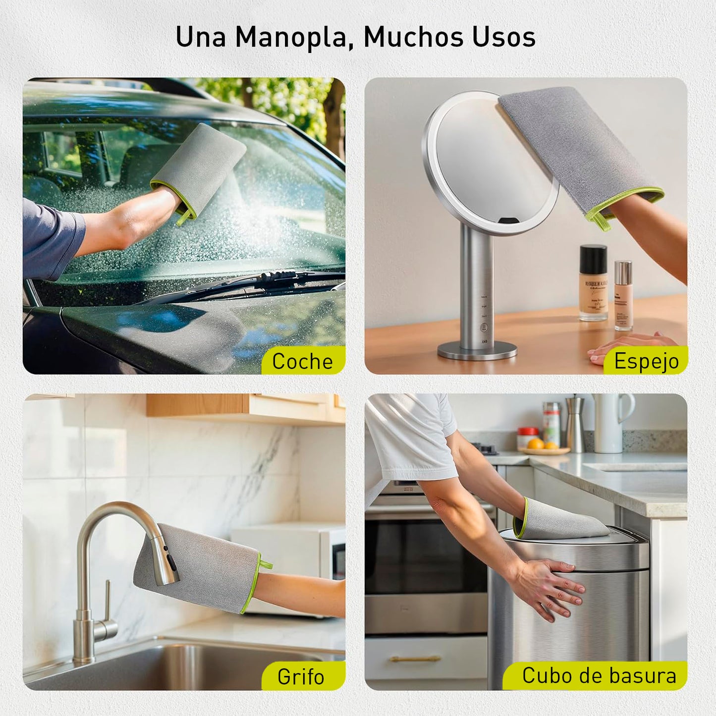 EKO Manopla de Limpieza de Microfibra para Acero Inoxidable, paño de Pulido Reutilizable sin Pelusa y Guante de Limpieza, Lavable a máquina, paño sin Rayas para electrodomésticos de Cocina, Papelera