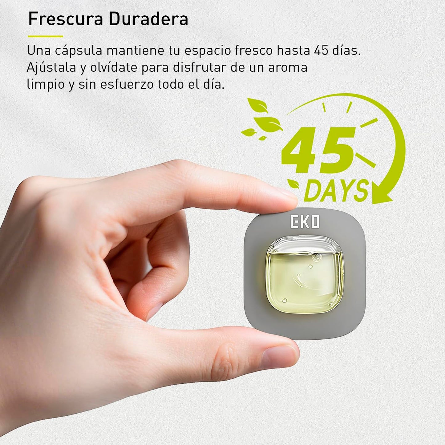 EKO Refresh - Kit de cápsulas desodorizantes con soporte recargable, 1 cápsula + 1 soporte, eliminador de olores a base de plantas para cubo de basura, baño, almacenamiento, ambientador de larga