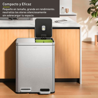 EKO Refresh - Kit de cápsulas desodorizantes con soporte recargable, 1 cápsula + 1 soporte, eliminador de olores a base de plantas para cubo de basura, baño, almacenamiento, ambientador de larga