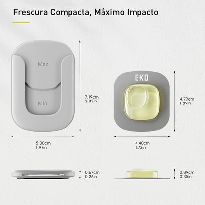 EKO Refresh - Kit de cápsulas desodorizantes con soporte recargable, 1 cápsula + 1 soporte, eliminador de olores a base de plantas para cubo de basura, baño, almacenamiento, ambientador de larga