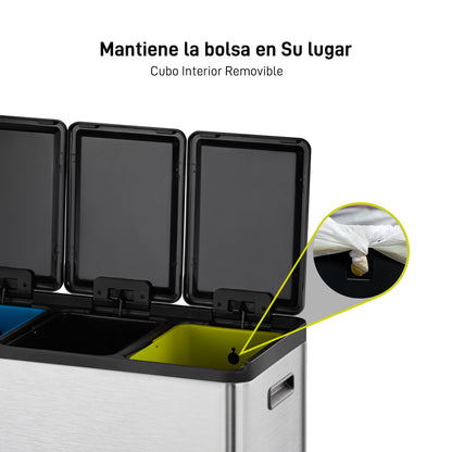 EKO Cubo de Basura Triple Compartimento 10L+10L+10L