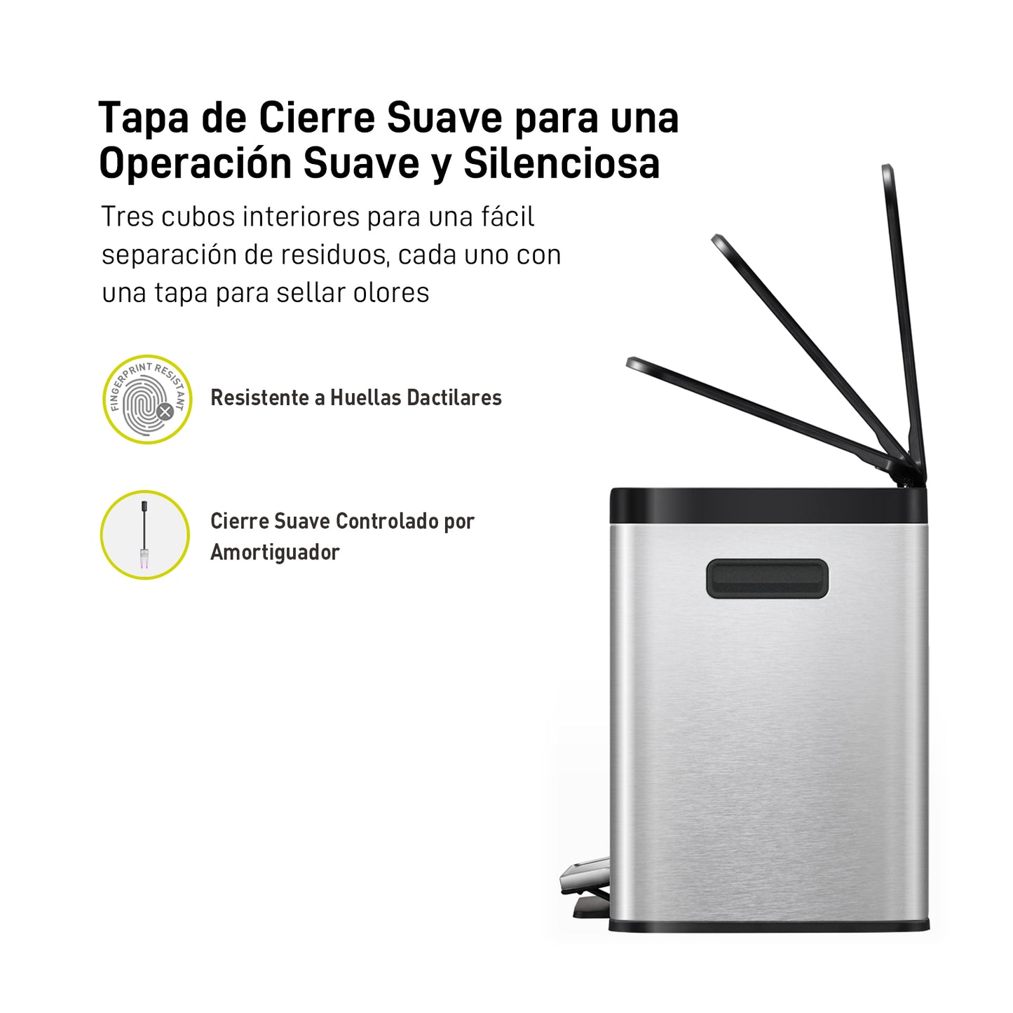 EKO Cubo de Basura Triple Compartimento 10L+10L+10L