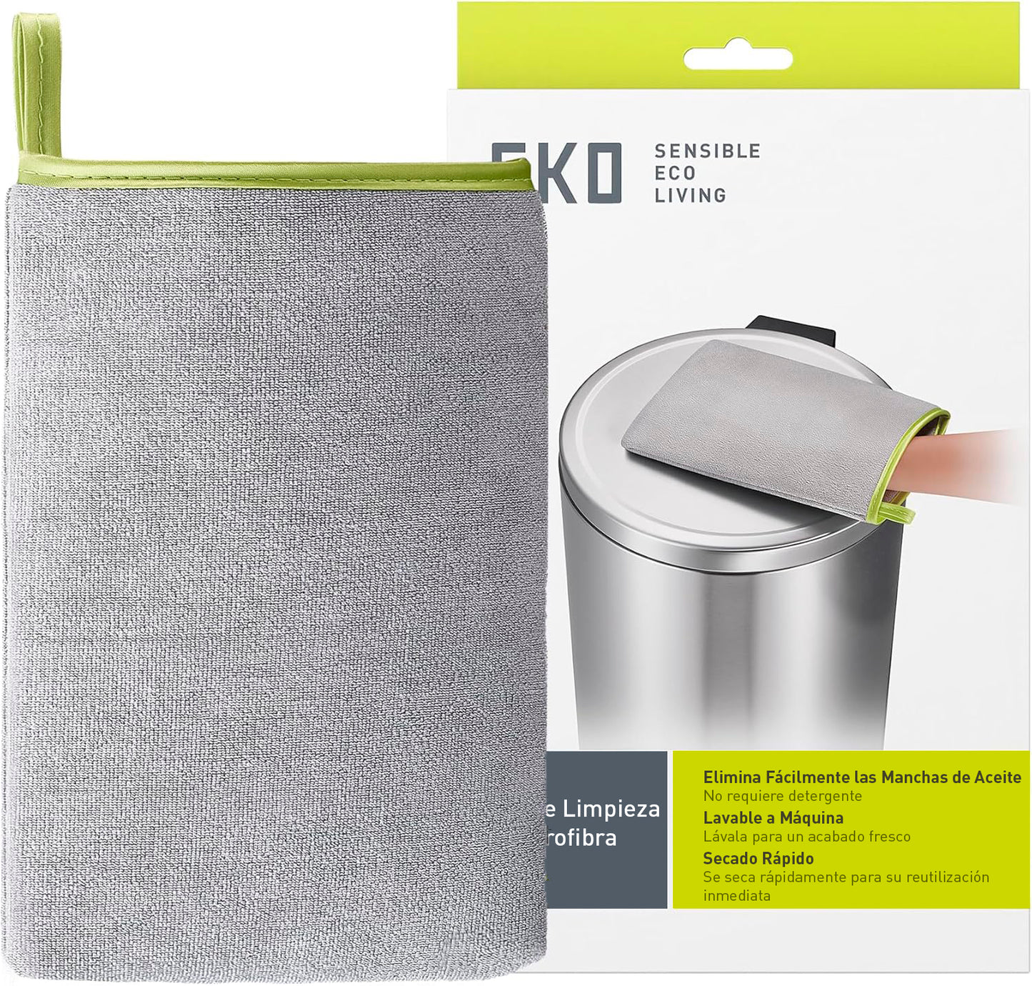 EKO Manopla de Limpieza de Microfibra para Acero Inoxidable, paño de Pulido Reutilizable sin Pelusa y Guante de Limpieza, Lavable a máquina, paño sin Rayas para electrodomésticos de Cocina, Papelera