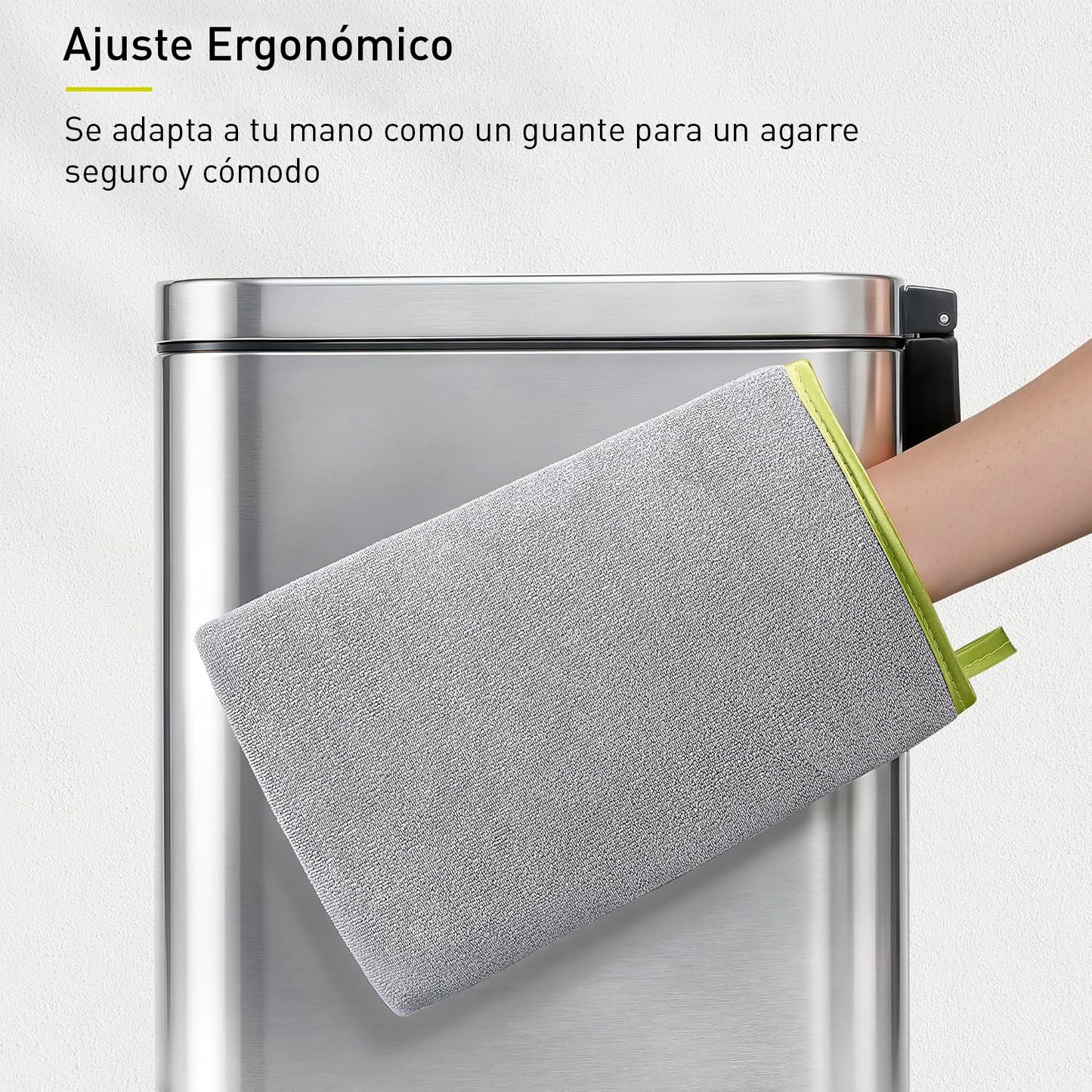 EKO Manopla de Limpieza de Microfibra para Acero Inoxidable, paño de Pulido Reutilizable sin Pelusa y Guante de Limpieza, Lavable a máquina, paño sin Rayas para electrodomésticos de Cocina, Papelera