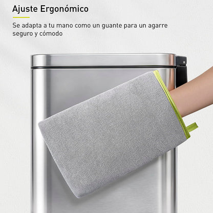 EKO Manopla de Limpieza de Microfibra para Acero Inoxidable, paño de Pulido Reutilizable sin Pelusa y Guante de Limpieza, Lavable a máquina, paño sin Rayas para electrodomésticos de Cocina, Papelera
