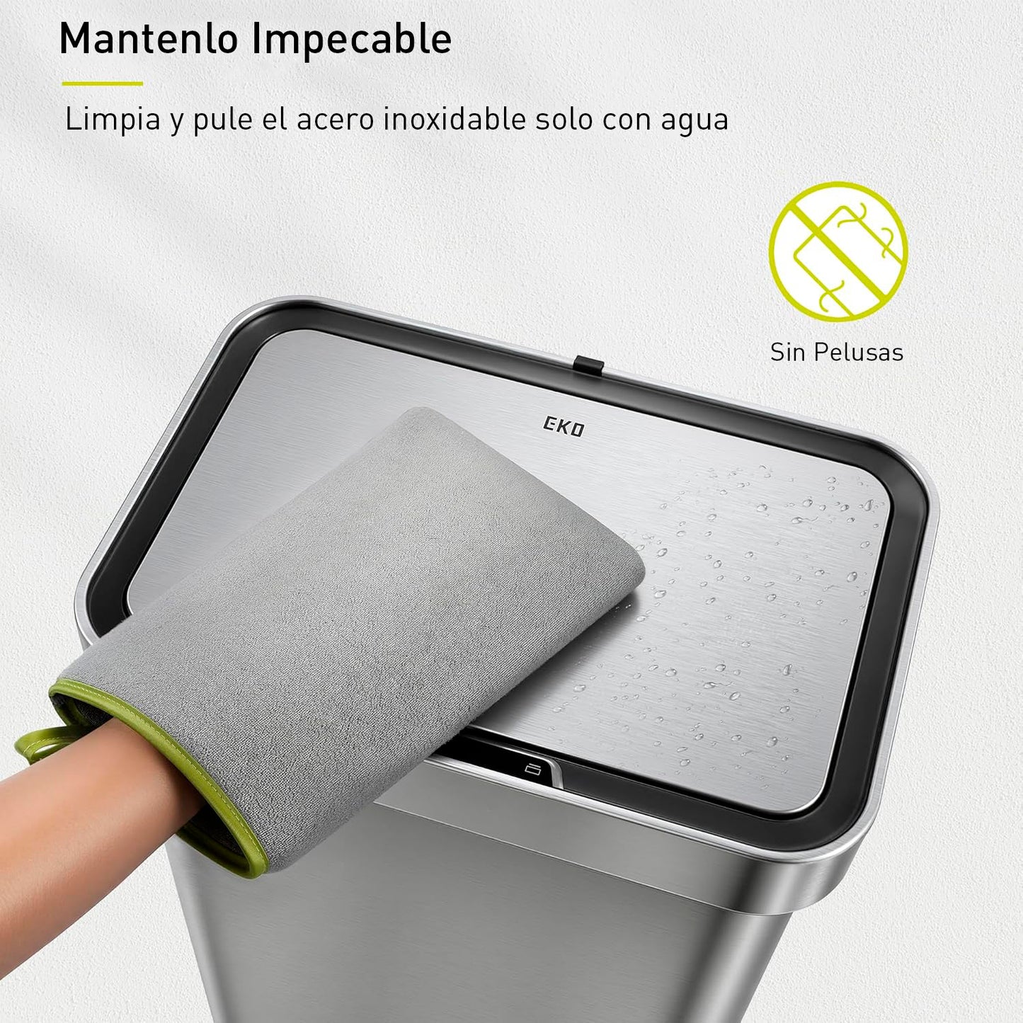 EKO Manopla de Limpieza de Microfibra para Acero Inoxidable, paño de Pulido Reutilizable sin Pelusa y Guante de Limpieza, Lavable a máquina, paño sin Rayas para electrodomésticos de Cocina, Papelera
