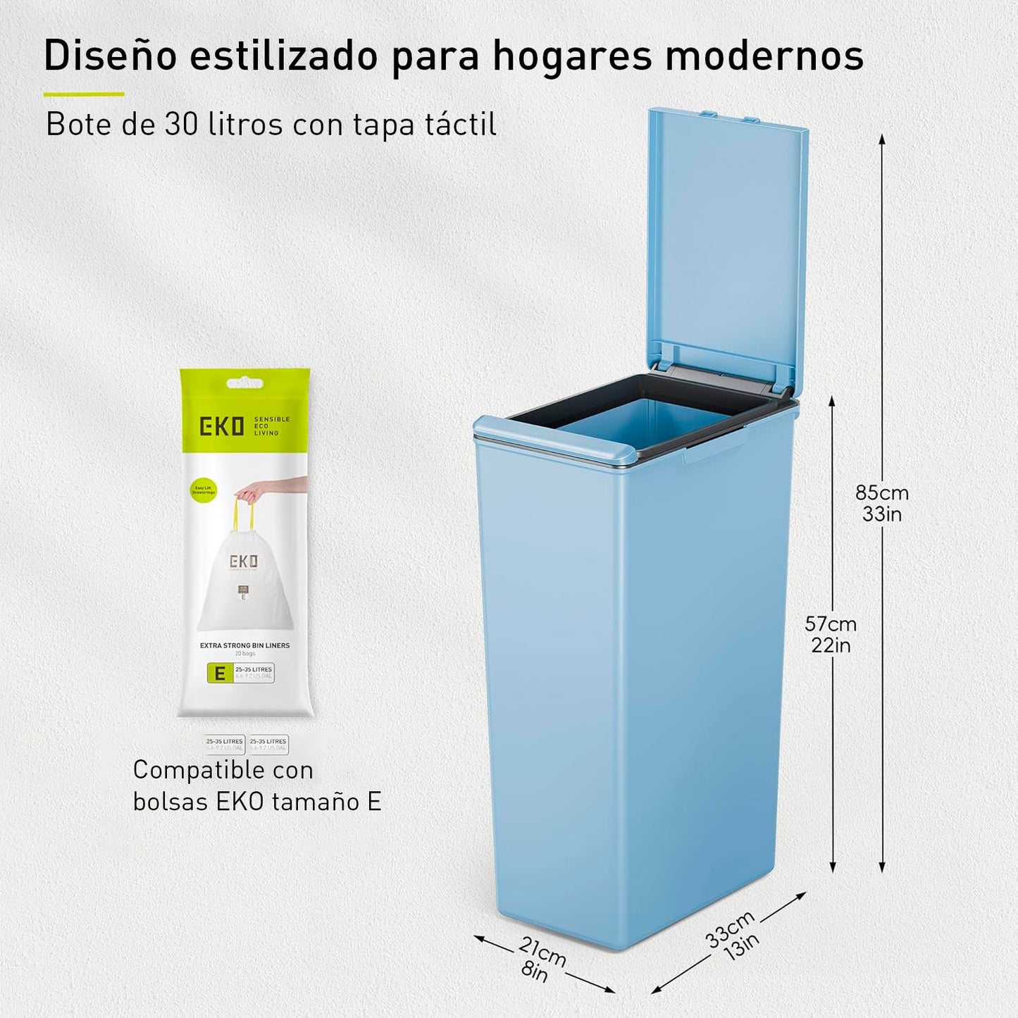 EKO - Morandi - Cubo Sensor 30 L Azul