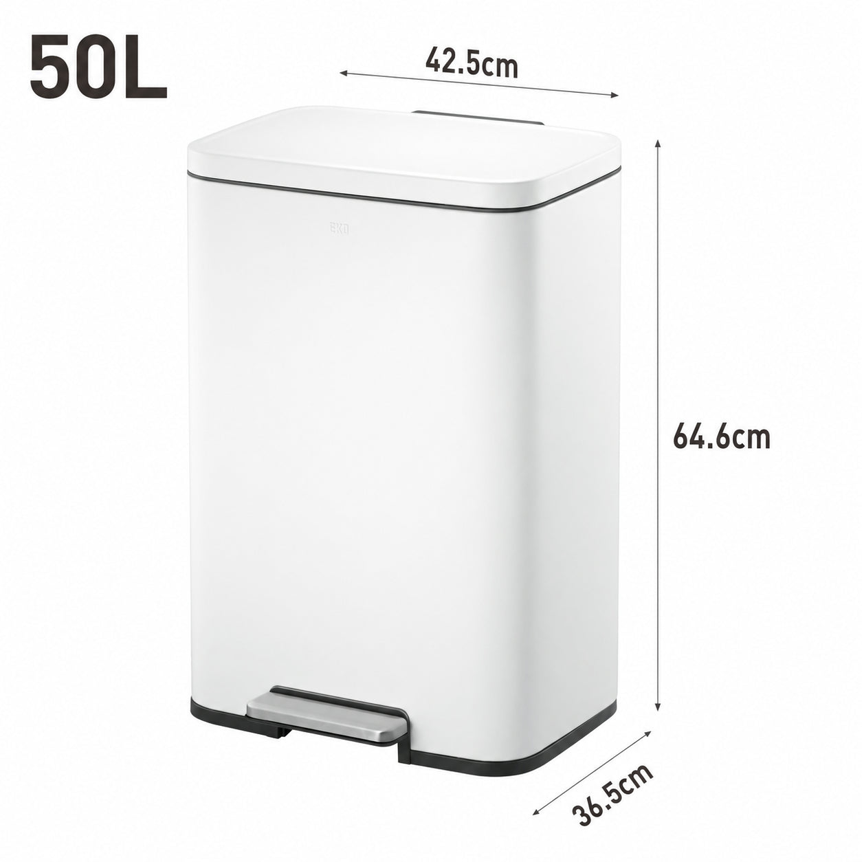 EKO - Madison - Cubo Pedal 50 L Blanco