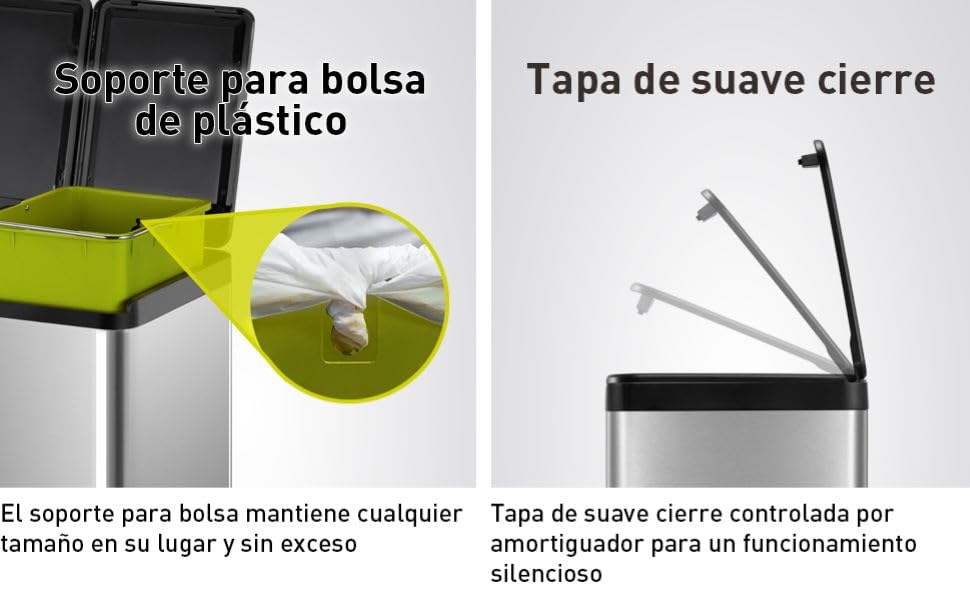 EKO - Essential - Cubo de Basura para Reciclaje con Pedal 20 L + 20 L
