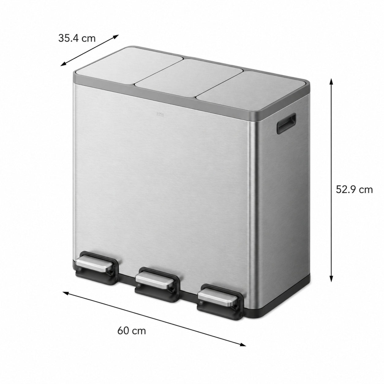 EKO - Ecocasa - Cubo de Basura para Reciclaje con Pedal 18 L + 18 L + 18 L