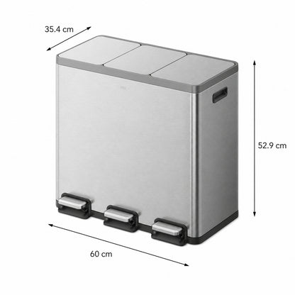 EKO - Ecocasa - Cubo de Basura para Reciclaje con Pedal 18 L + 18 L + 18 L