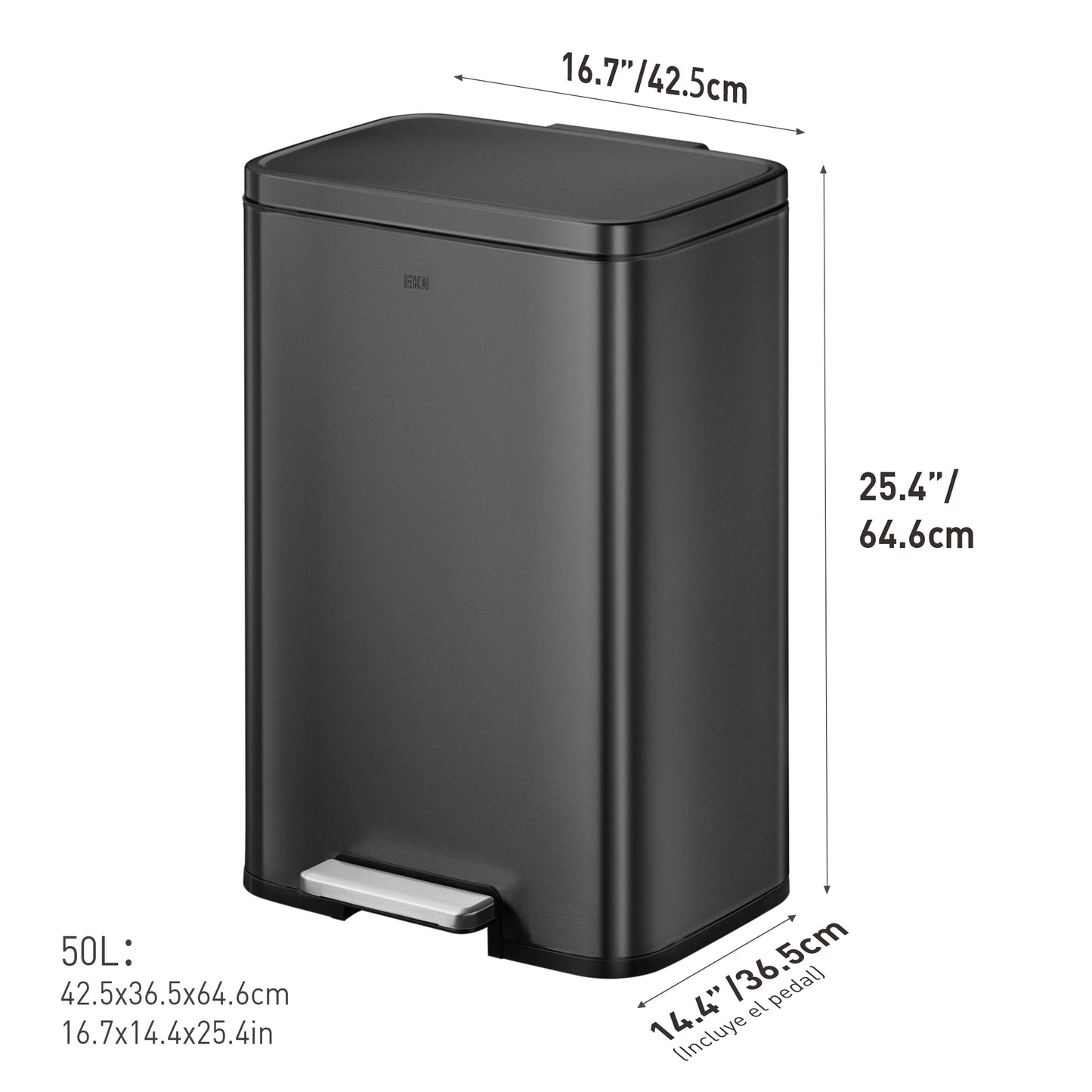 EKO - Madison - Cubo Pedal  50 L Negro