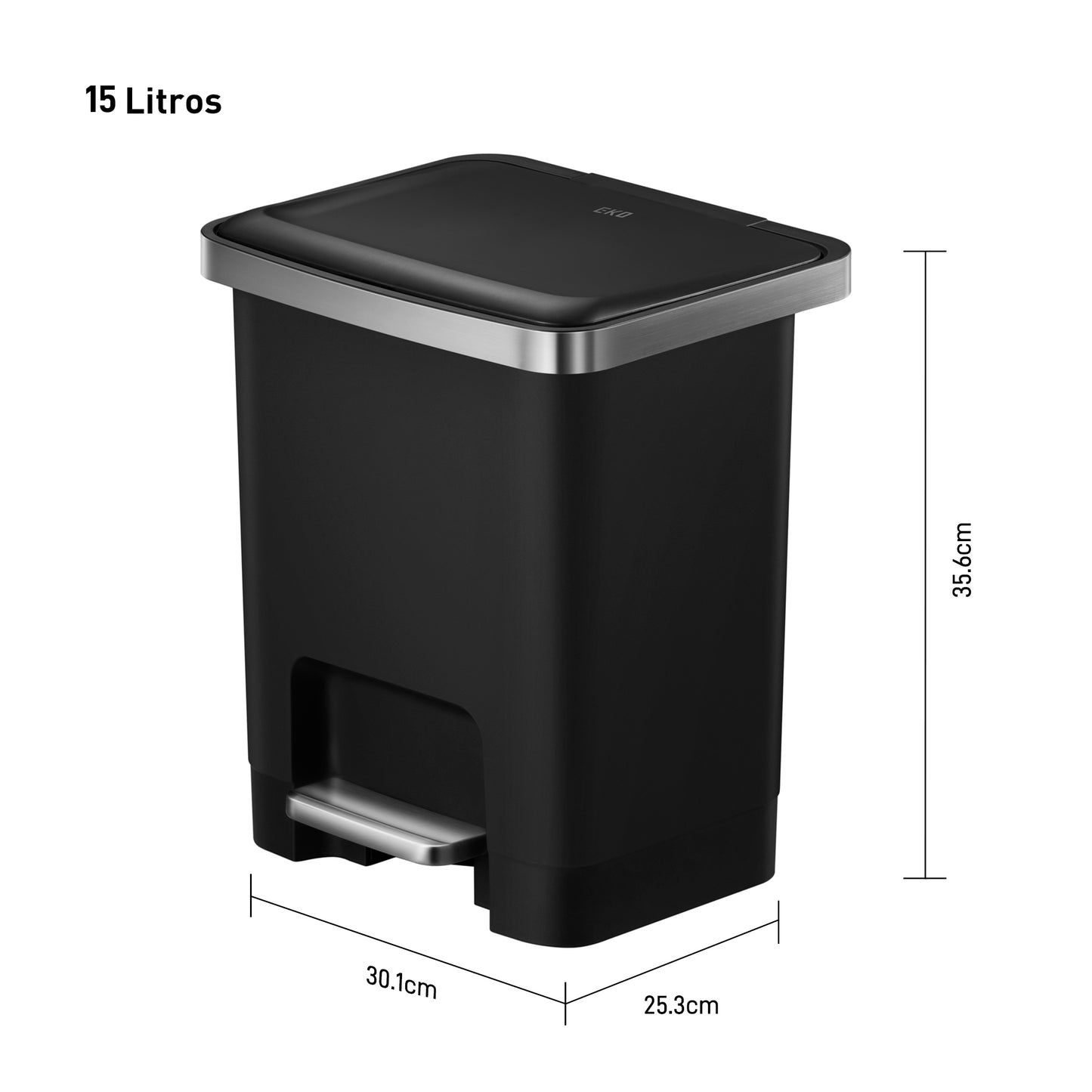 EKO - Hana - Cubo Pedal 15 L Negro
