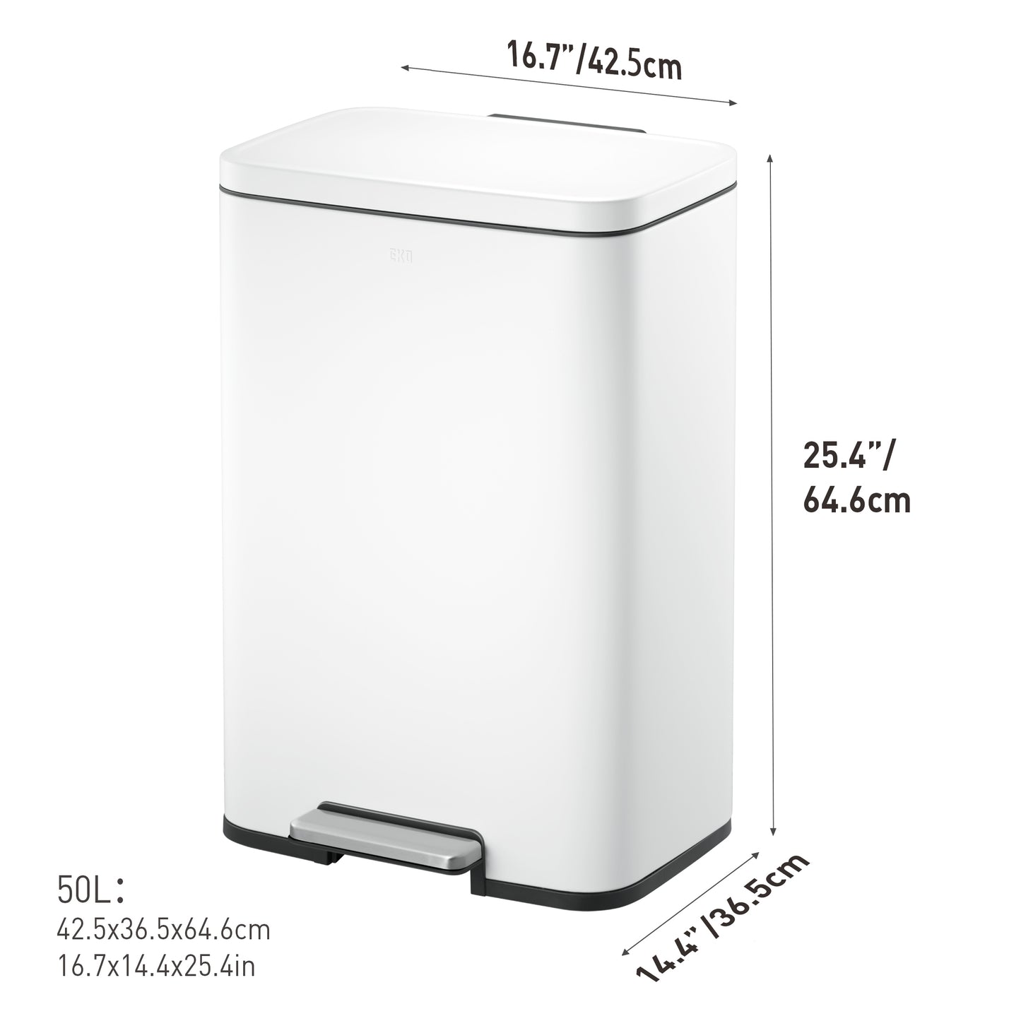 EKO - Madison - Cubo Pedal 50 L Blanco