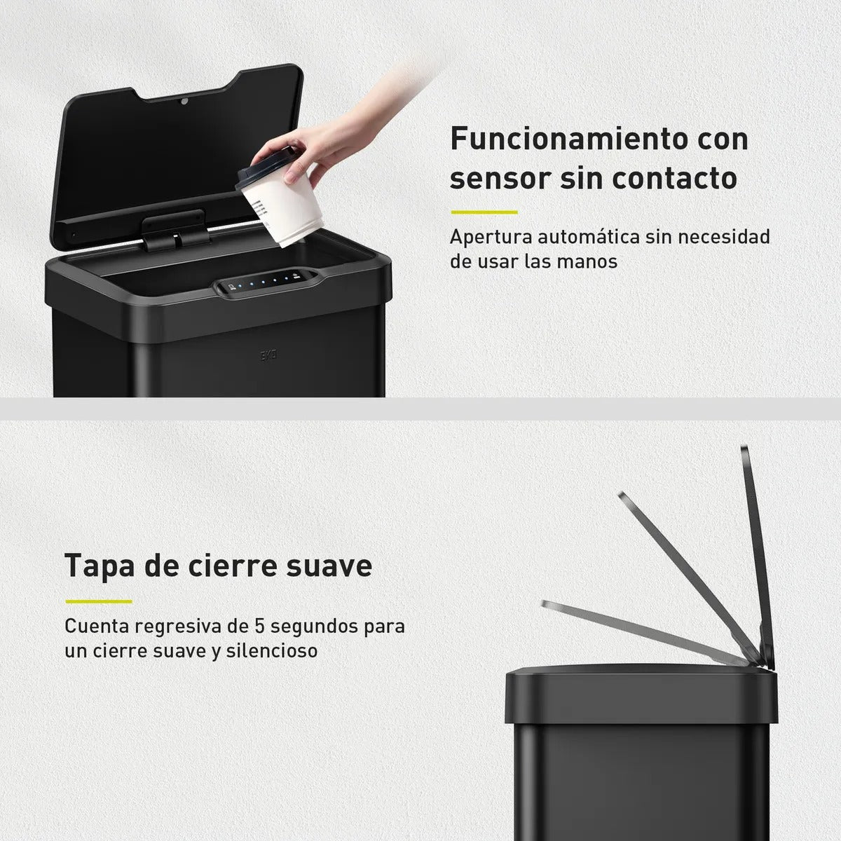 EKO - Mirage - Cubo Sensor 50 L Negro