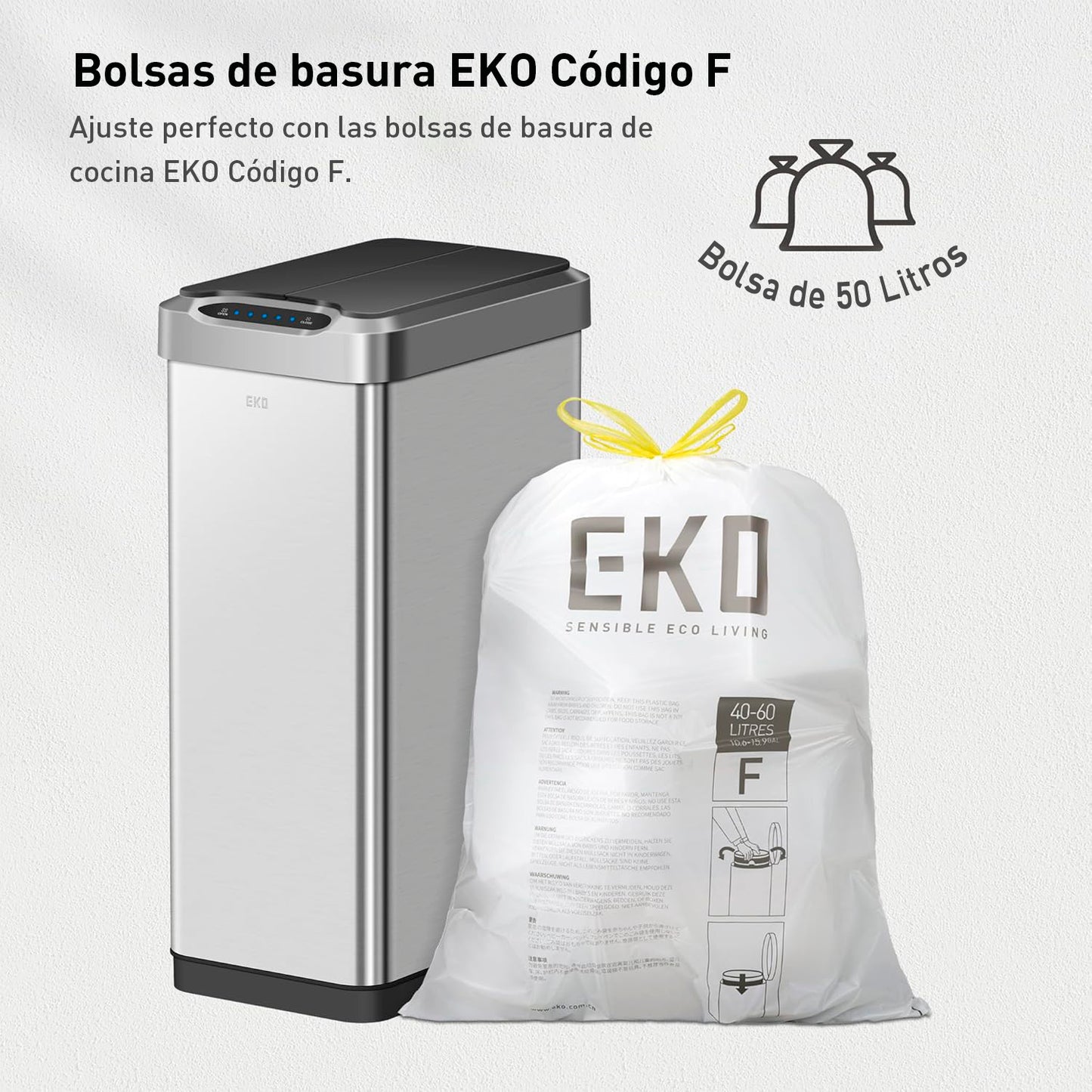 EKO - Mirage - Cubo Sensor 50 L Plata