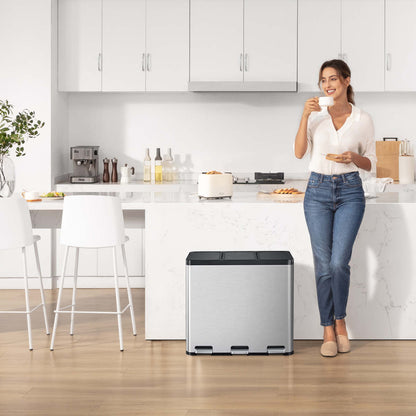 EKO - Essential - Cubo de Basura para Reciclaje con Pedal 20 L + 20 L + 20 L