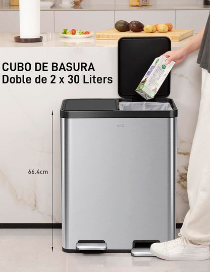 EKO - Essential - Cubo Pedal 30 L + 30 L
