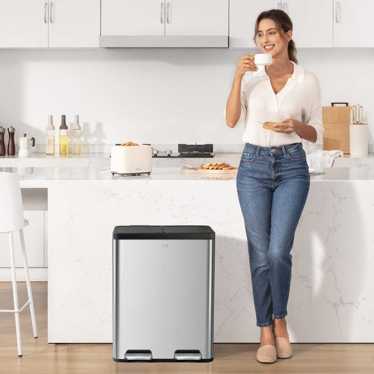EKO - Essential - Cubo de Basura para Reciclaje con Pedal 30 L + 30 L