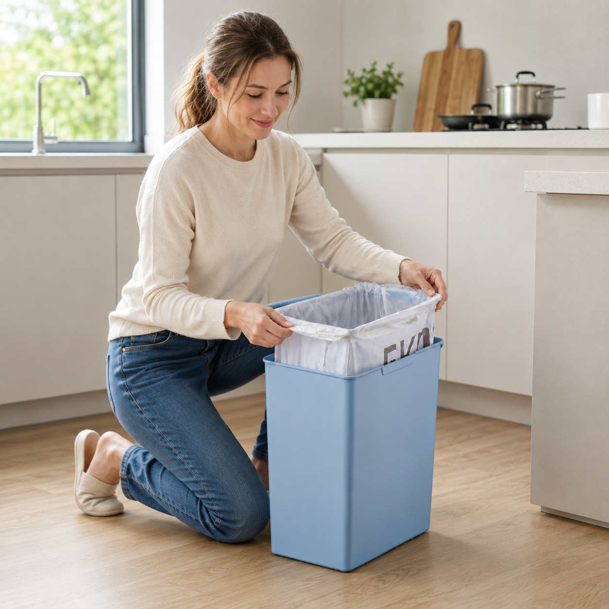 EKO - Morandi - Cubo Apertura Táctil 20 L Azul