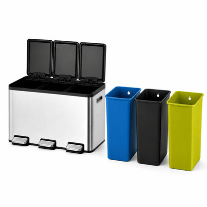 EKO - Essential - Cubo de Basura para Reciclaje con Pedal 10 L + 10 L + 10 L