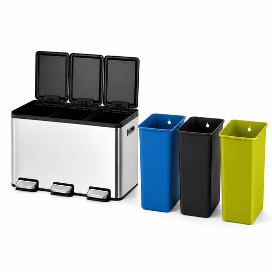 EKO - Essential - Cubo de Basura para Reciclaje con Pedal 10 L + 10 L + 10 L