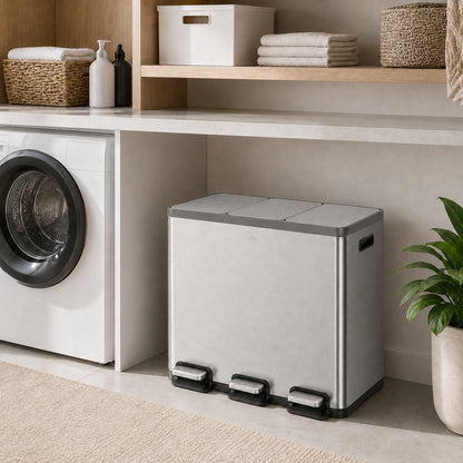 EKO - Ecocasa - Cubo de Basura para Reciclaje con Pedal 18 L + 18 L + 18 L