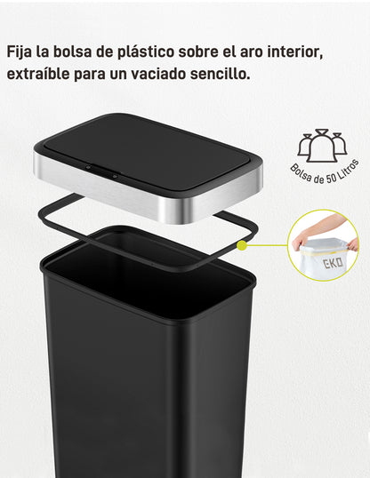 EKO - Hana - Cubo Sensor 50 L Negro