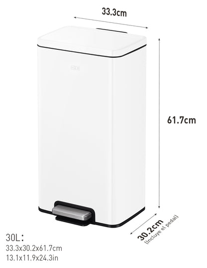 EKO - Madison - Cubo Pedal 30 L Blanco