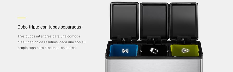 EKO - Essential - Cubo Pedal 10 L + 10 L + 10 L