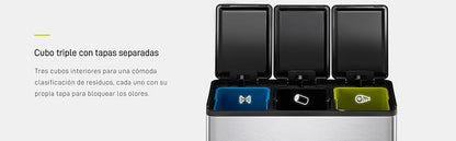 EKO - Essential - Cubo Pedal 10 L + 10 L + 10 L