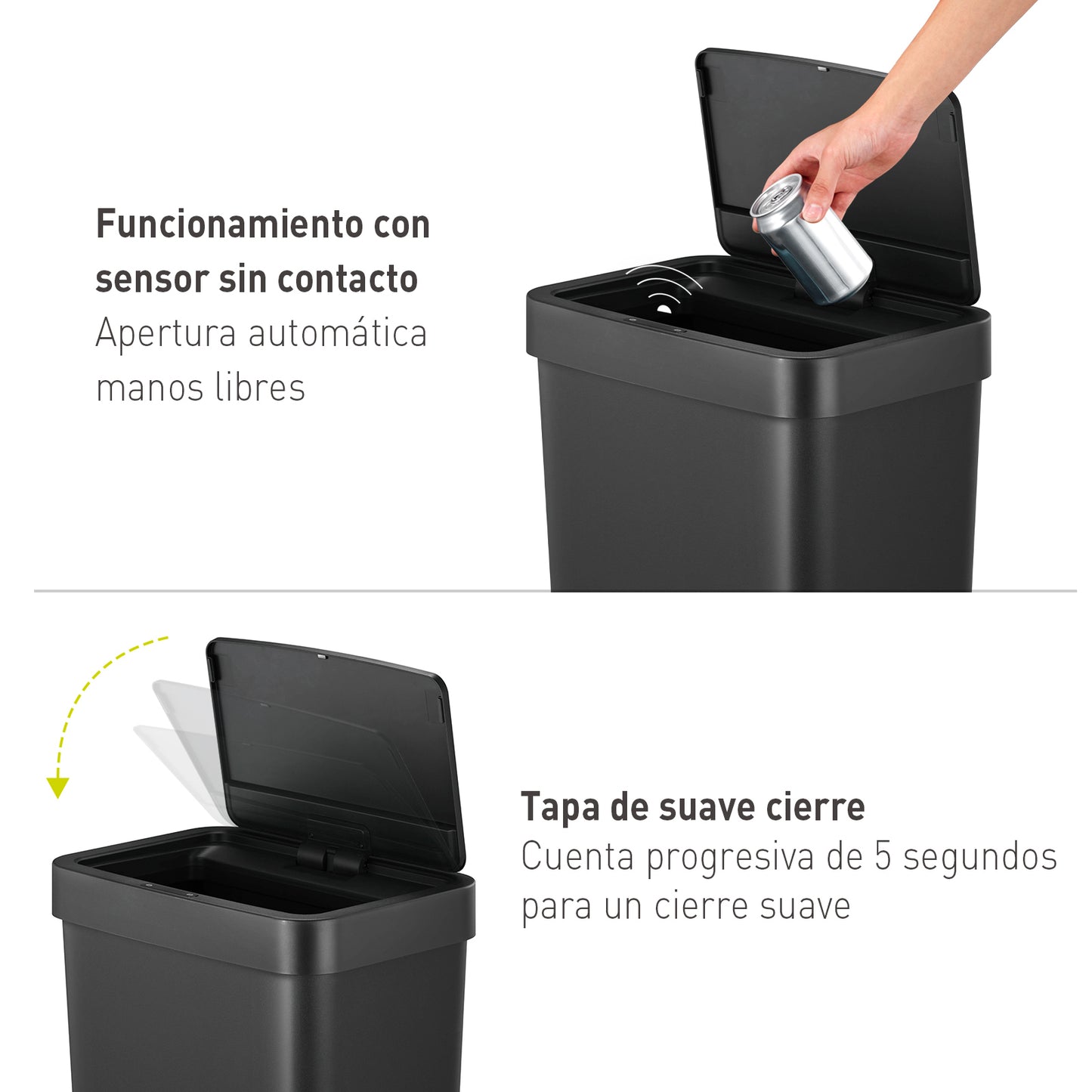 EKO - Hana - Cubo Sensor 50 L Negro