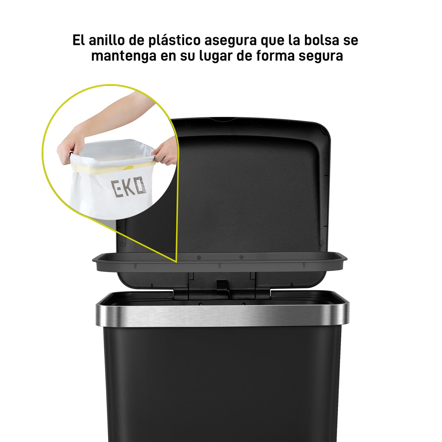 EKO - Hana - Cubo Pedal 15 L Negro