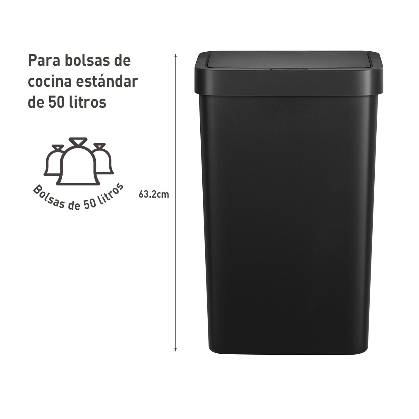EKO - Hana - Cubo Sensor 50 L Negro