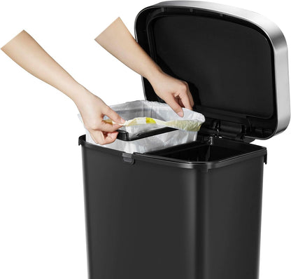 EKO - Hana - Cubo para Reciclaje con Pedal 25 L + 25 L Negro