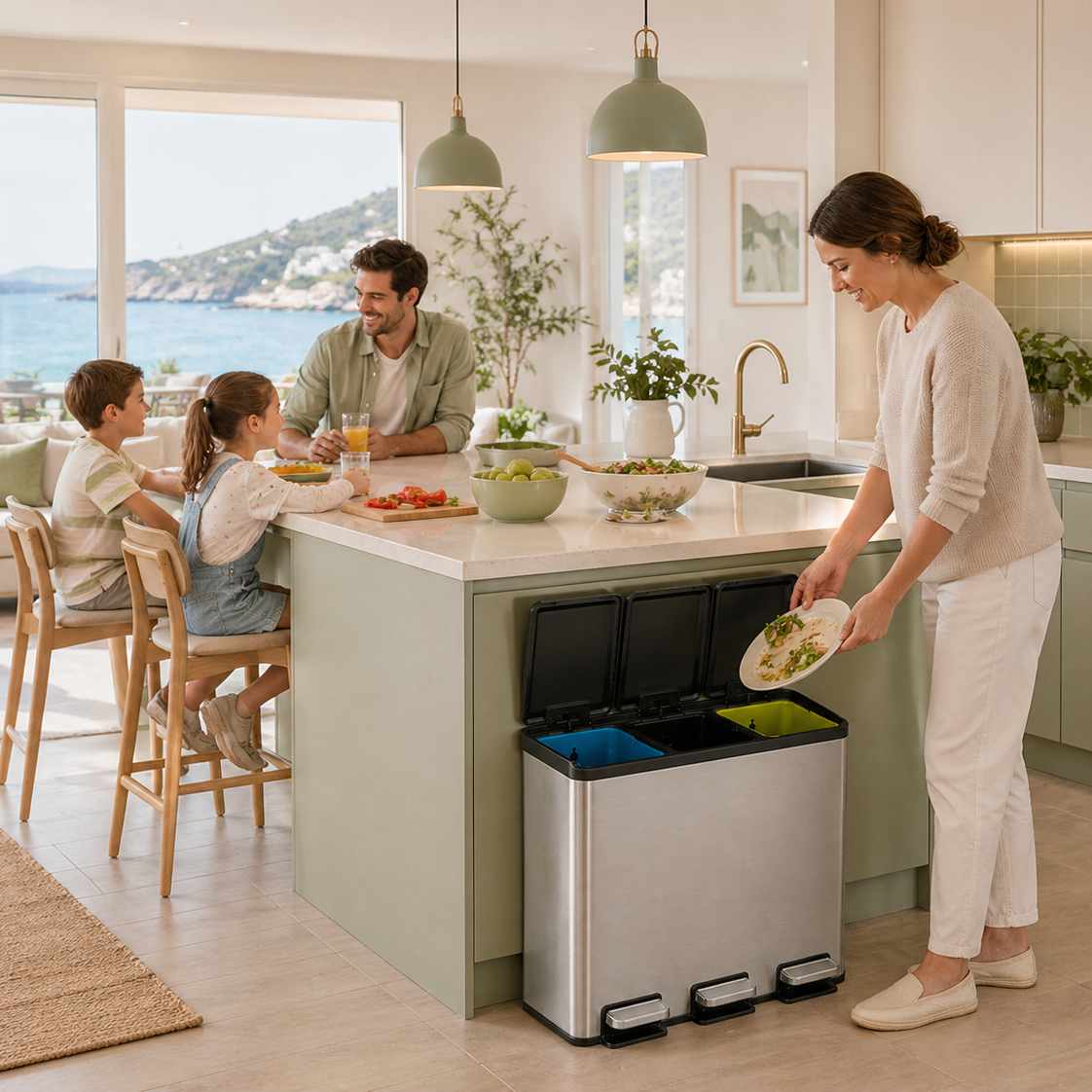 EKO - Essential - Cubo de Basura para Reciclaje con Pedal 10 L + 10 L + 10 L