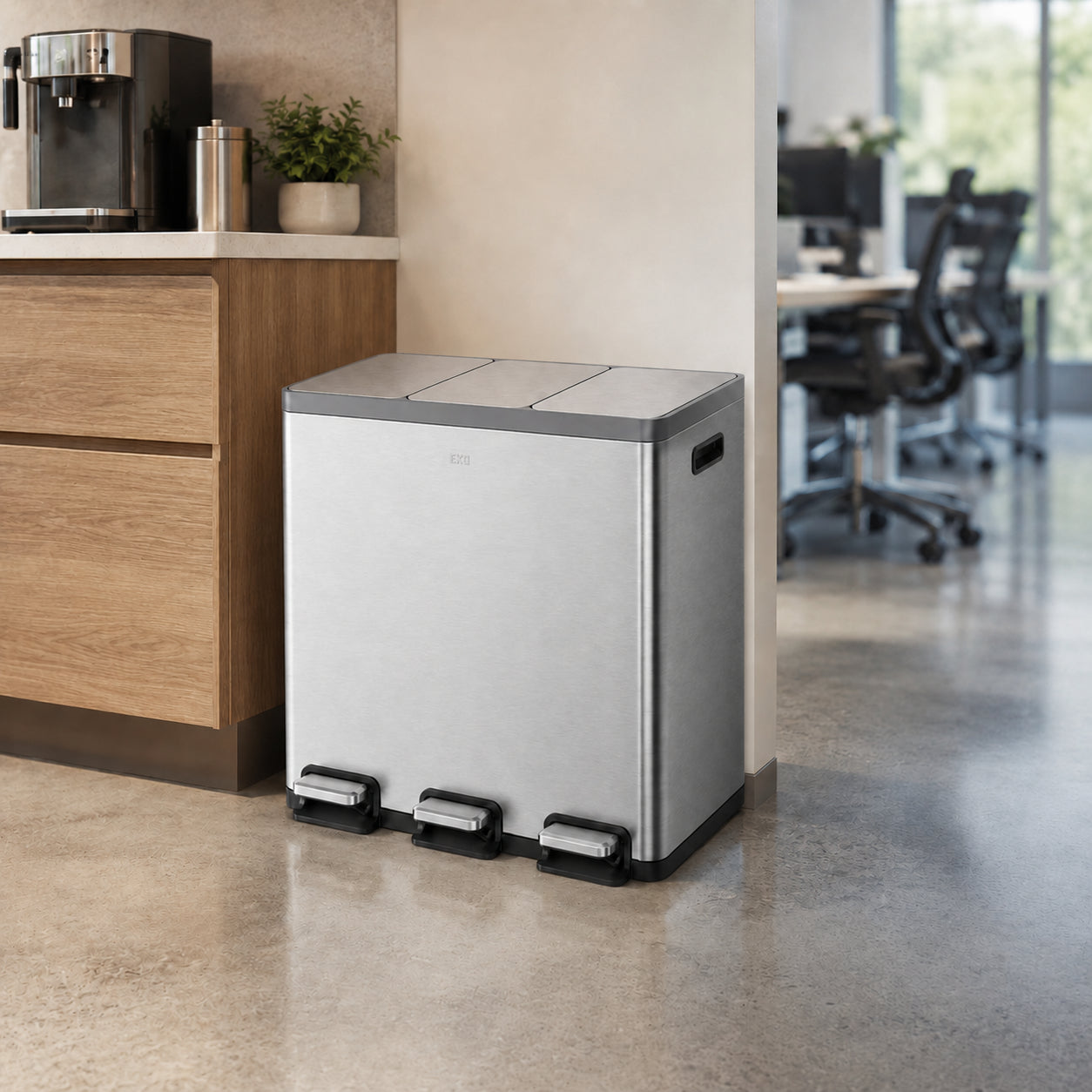 EKO - Ecocasa - Cubo de Basura para Reciclaje con Pedal 18 L + 18 L + 18 L