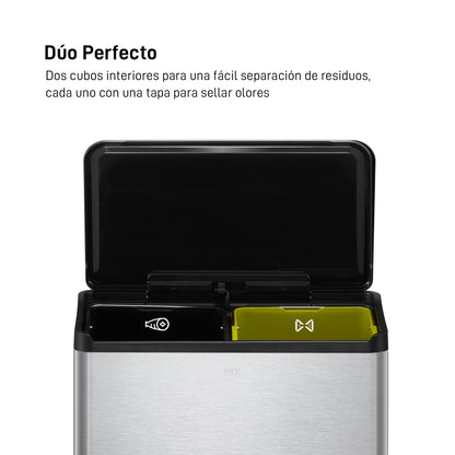 EKO - Essential - Cubo de Basura para Reciclaje con Pedal 15 L + 15 L