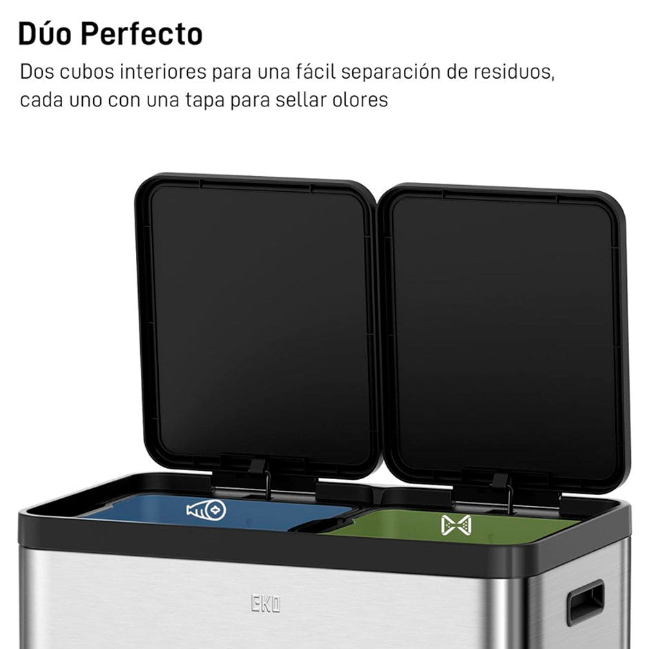 EKO - Essential - Cubo de Basura para Reciclaje con Pedal 30 L + 30 L