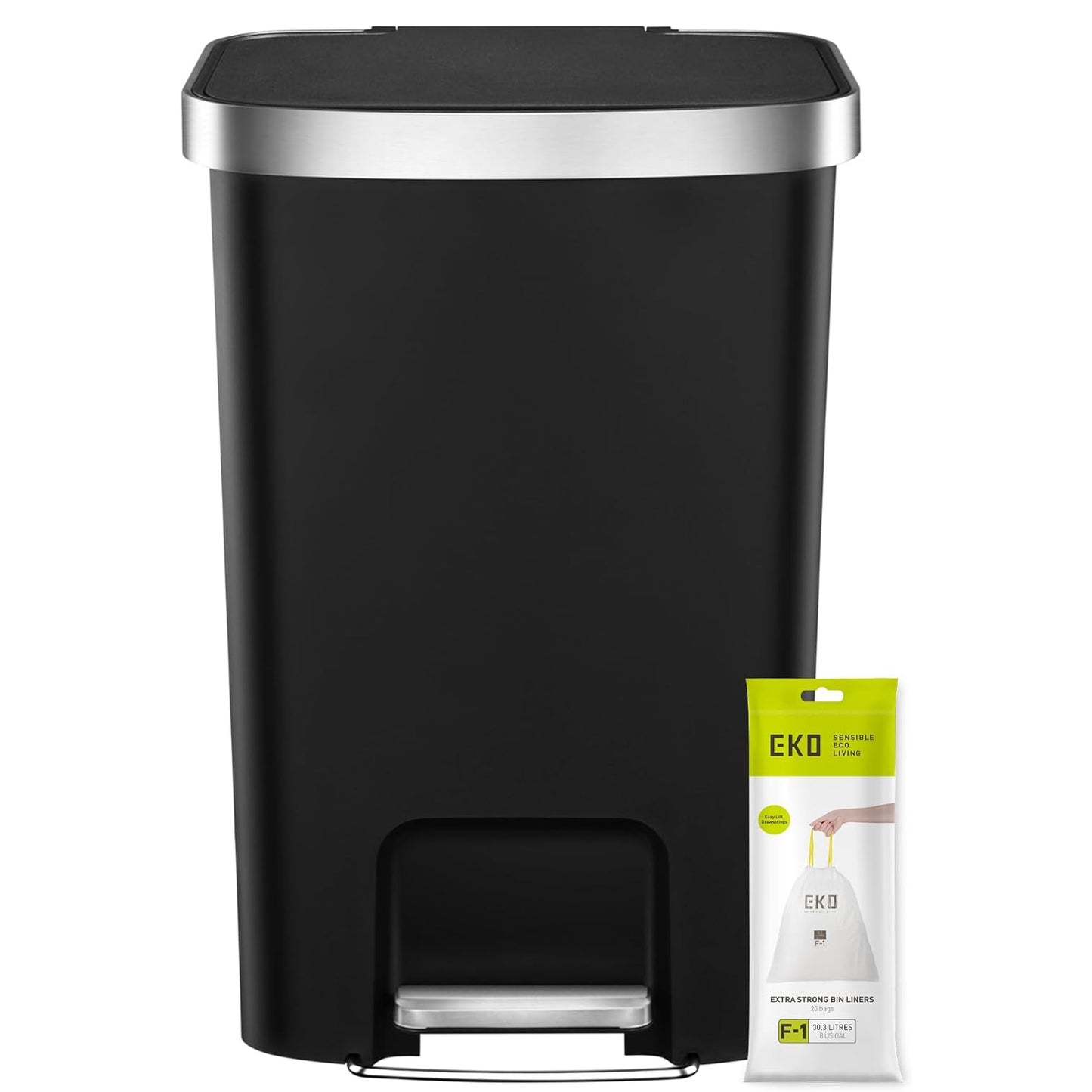 EKO - Hana - Cubo para Reciclaje con Pedal 25 L + 25 L Negro
