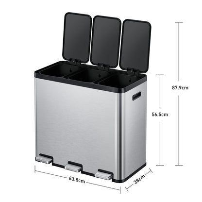 EKO - Essential - Cubo Pedal 20 L + 20 L + 20 L