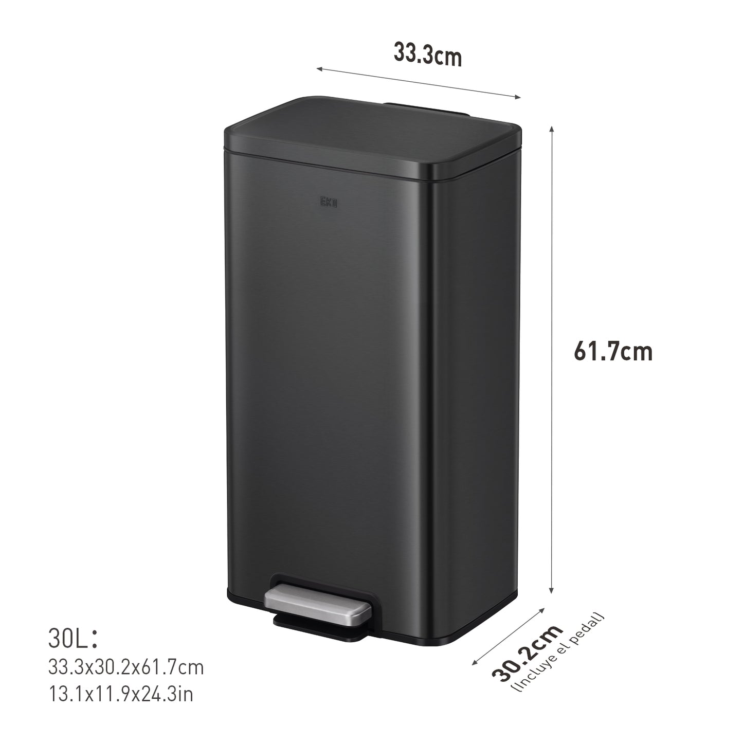 EKO - Madison - Cubo Pedal 30 L Negro