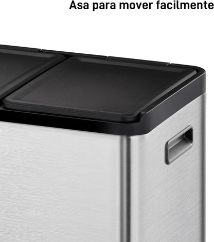 EKO - Essential - Cubo de Basura para Reciclaje con Pedal 10 L + 10 L + 10 L