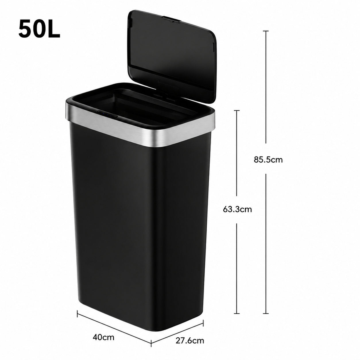 EKO - Hana - Cubo Sensor 50 L Negro y Plata