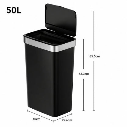 EKO - Hana - Cubo Sensor 50 L Negro y Plata