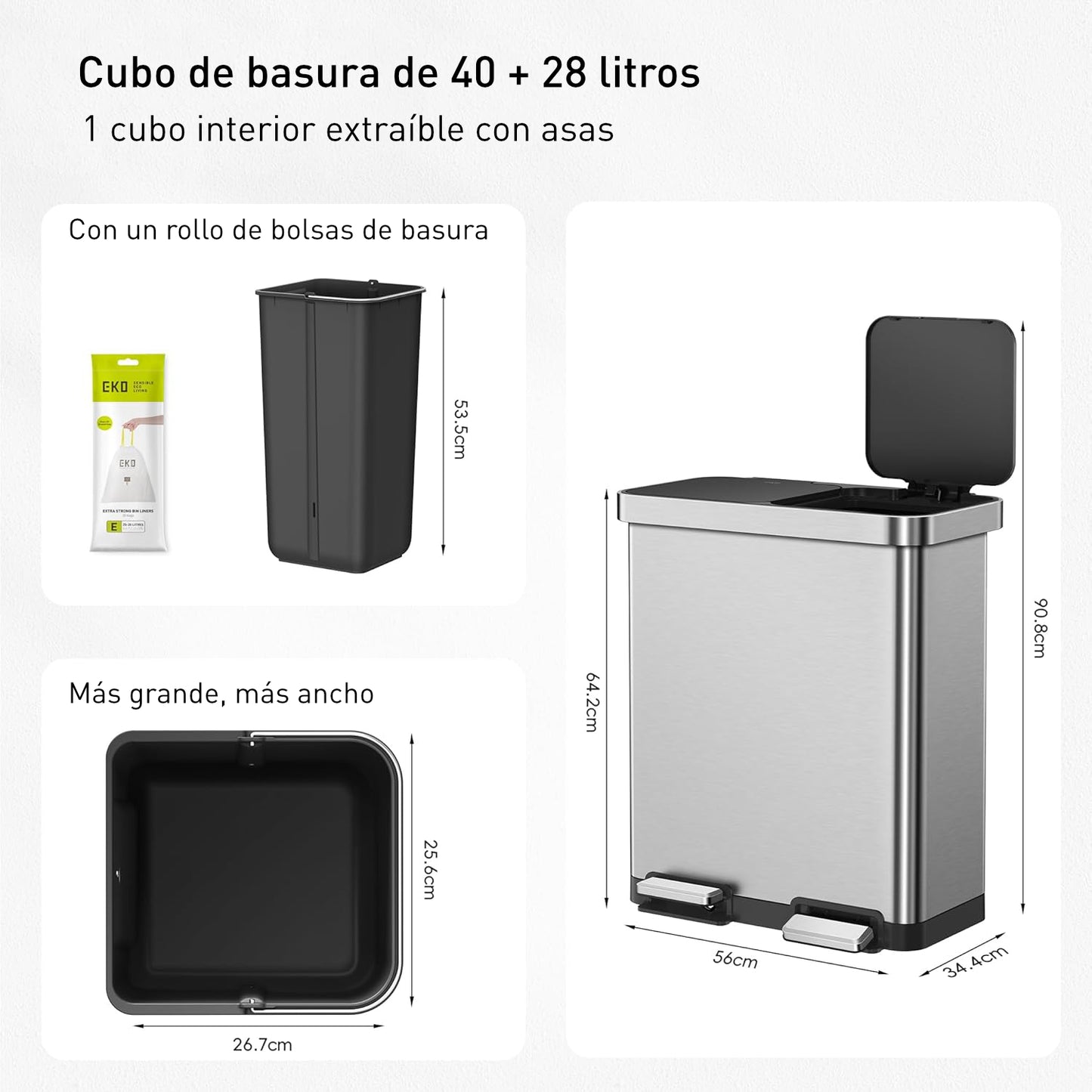 EKO - Hana - Cubo Pedal 40 L + 28 L