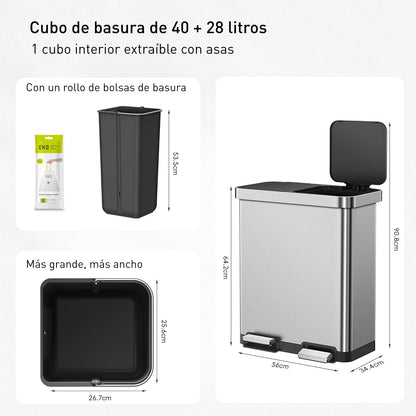 EKO - Hana - Cubo Pedal 40 L + 28 L