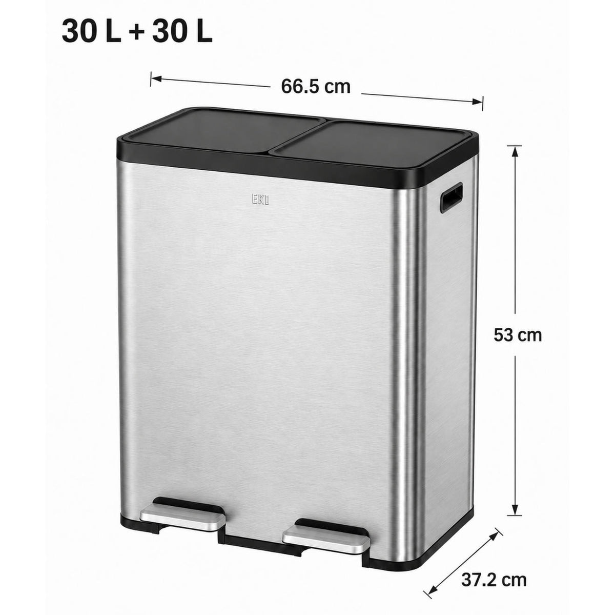 EKO - Essential - Cubo de Basura para Reciclaje con Pedal 30 L + 30 L